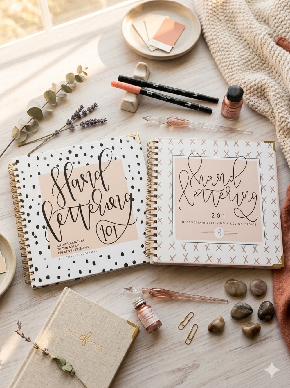 Hand Lettering Workbook Duo - Buller Journaling, desk aesthetic, coffeetablebook